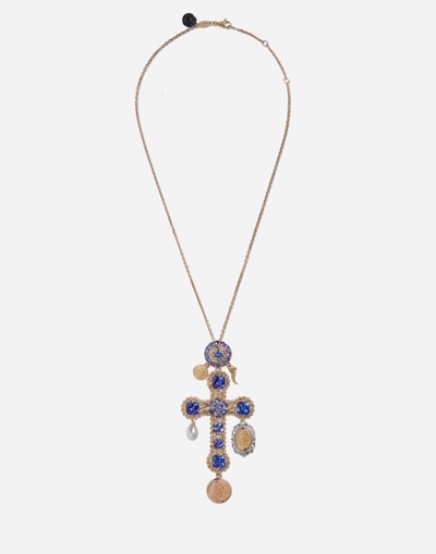 DOLCE & GABBANA TRADITION CROSS PENDANT WITH TANZANITES