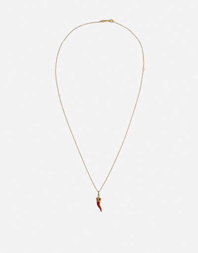 DOLCE & GABBANA GOOD LUCK PENDANT IN ENAMELLED YELLOW GOLD