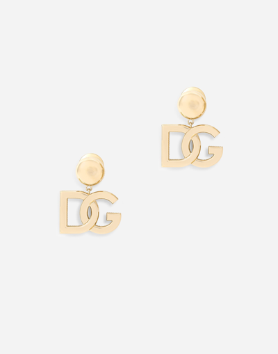 DOLCE & GABBANA LOGO EARRINGS IN YELLOW 18KT GOLD