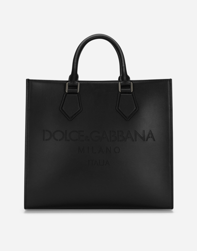 DOLCE & GABBANA SMALL CALFSKIN SHOPPER WITH LOGO