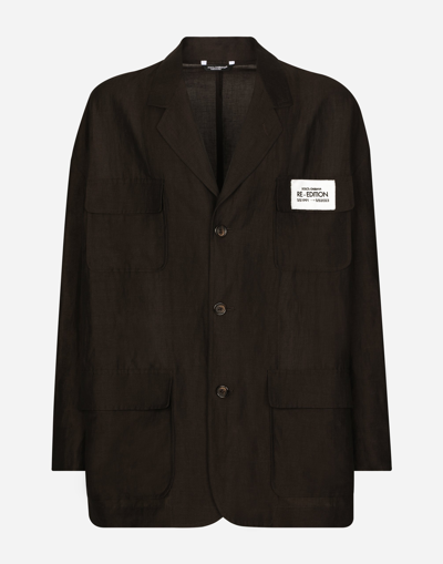 DOLCE & GABBANA OVERSIZE SINGLE-BREASTED LINEN AND VISCOSE JACKET