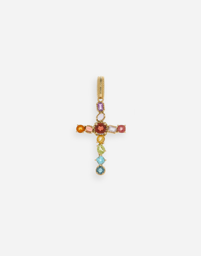 DOLCE & GABBANA RAINBOW CHARM IN YELLOW GOLD 18KT WITH MULTICOLOR STONES