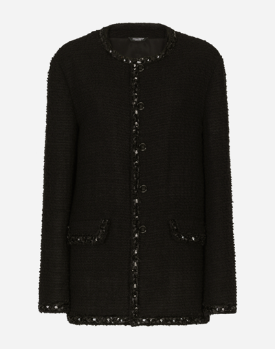 DOLCE & GABBANA SINGLE-BREASTED BOUCLÉ JACKET