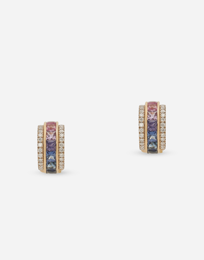DOLCE & GABBANA RAINBOW EARRINGS IN YELLOW GOLD 18KT WITH MULTICOLOR SAPPHIRES AND DIAMONDS