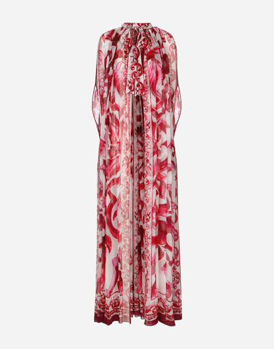 DOLCE & GABBANA MAJOLICA-PRINT CHIFFON CAPE