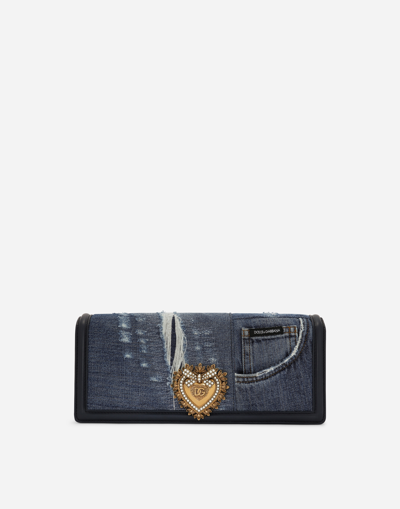 DOLCE & GABBANA PATCHWORK DENIM DEVOTION BAGUETTE BAG