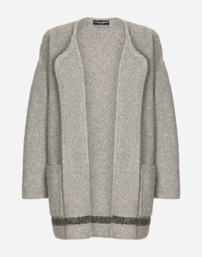DOLCE & GABBANA TECHNICAL WOOL CARDIGAN WITH LOGO TAG