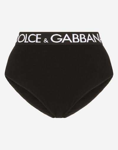 DOLCE & GABBANA HIGH-WAISTED JERSEY BRIEFS WITH BRANDED ELASTIC