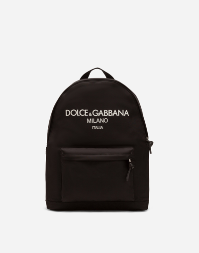 DOLCE & GABBANA NYLON BACKPACK WITH RUBBERIZED LOGO
