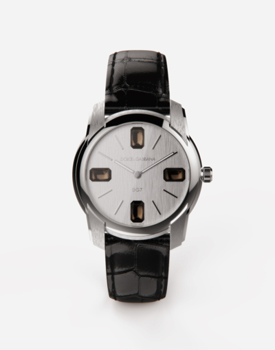 DOLCE & GABBANA STEEL WATCH WITH SMOKY QUARTZ