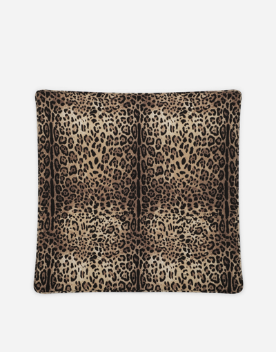 DOLCE & GABBANA COTTON JERSEY BLANKET WITH LEOPARD PRINT