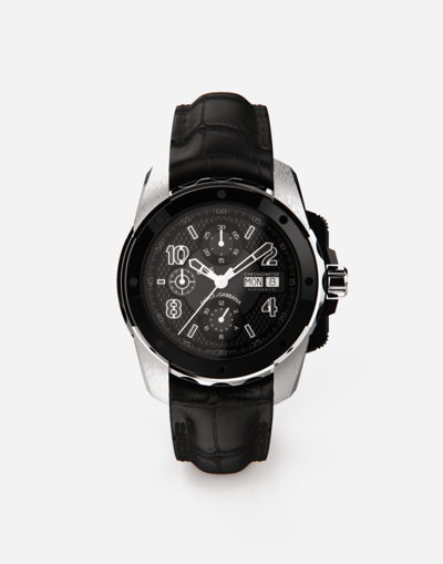 DOLCE & GABBANA DS5 WATCH IN WHITE GOLD AND STEEL WITH PVD COATING