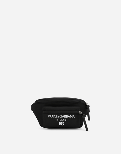 DOLCE & GABBANA NYLON BELT BAG WITH DOLCE&GABBANA MILANO PRINT