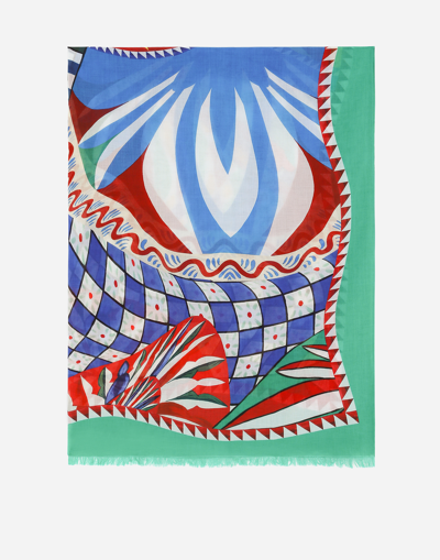 DOLCE & GABBANA COTTON SARONG WITH CARRETTO PRINT (110X190)