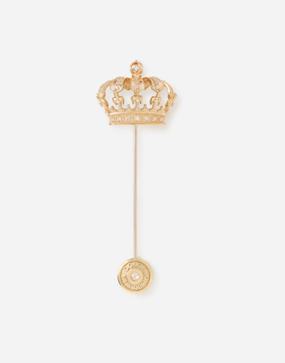 DOLCE & GABBANA CROWN YELLOW GOLD STICK PIN BROOCH