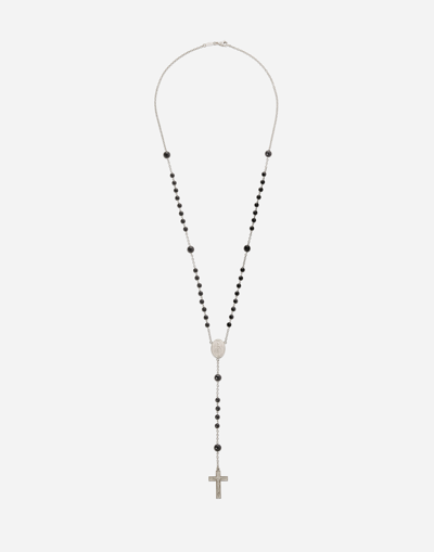 DOLCE & GABBANA WHITE GOLD ROSARY NECKLACE