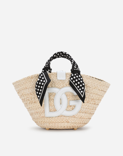 DOLCE & GABBANA SMALL STRAW KENDRA BAG WITH DG LOGO