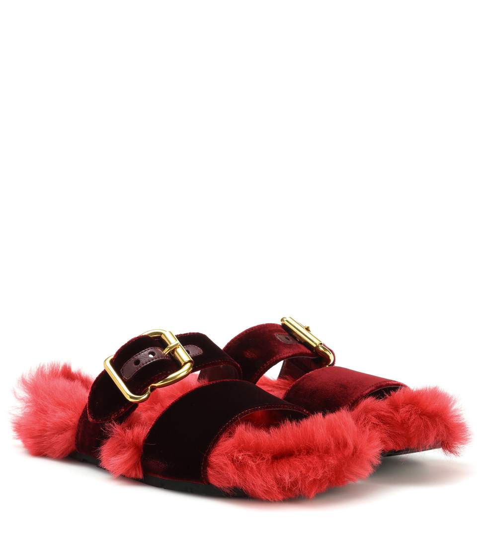 prada fur sandals