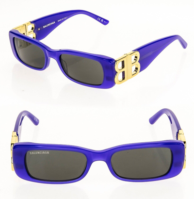 BALENCIAGA BALENCIAGA DYNASTY 0096 VIOLET PURPLE GOLD 004 BB LOGO NARROW SUNGLASSES BB0096