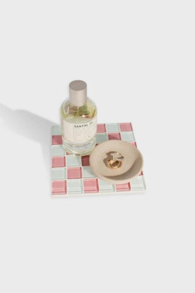 SUBTLE ART STUDIOS SQUARE CHECKERED GLASS TILE TRAY IN PINK HIMALAYAN MILK CHOCOLATE AT URBAN OUTFITTERS