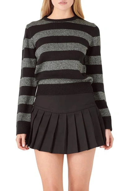 ENGLISH FACTORY ENGLISH FACTORY METALLIC STRIPE SWEATER