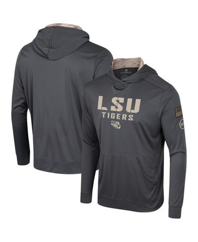 COLOSSEUM MEN'S COLOSSEUM CHARCOAL LSU TIGERS OHT MILITARY-INSPIRED APPRECIATION LONG SLEEVE HOODIE T-SHIRT