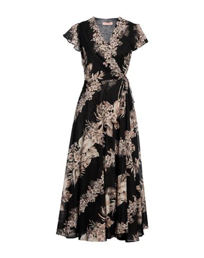 TWINSET TWINSET WOMAN MIDI DRESS BLACK SIZE 8 COTTON