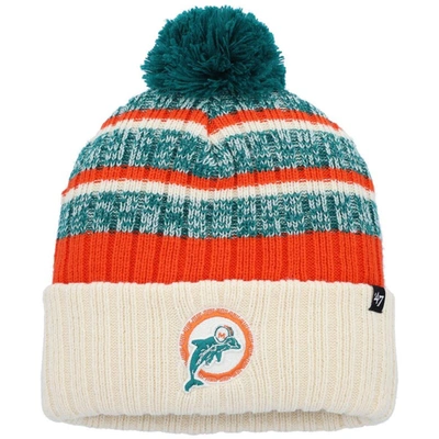 47 BRAND '47  NATURAL MIAMI DOLPHINS  TAVERN CUFFED KNIT HAT WITH POM