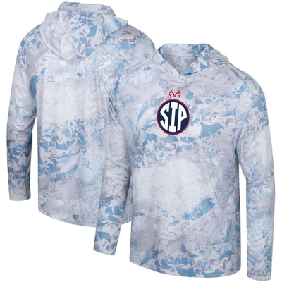 COLOSSEUM COLOSSEUM X REALTREE POWDER BLUE/SILVER OLE MISS REBELS SIP WAV3 HOODIE LONG SLEEVE T-SHIRT