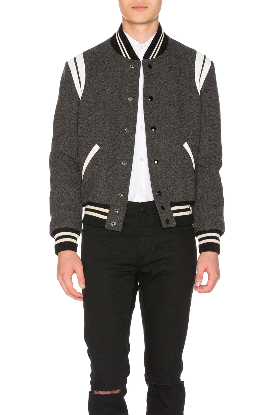 saint laurent teddy jacket grey