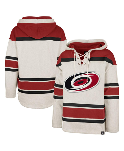 47 BRAND MEN'S '47 BRAND OATMEAL CAROLINA HURRICANES ROCKAWAY LACE-UP PULLOVER HOODIE