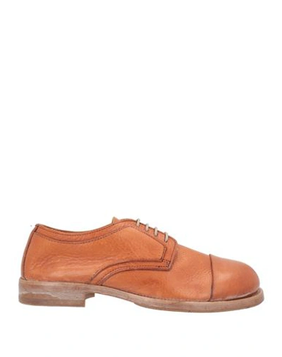 MOMA MOMA WOMAN LACE-UP SHOES TAN SIZE 8 LEATHER