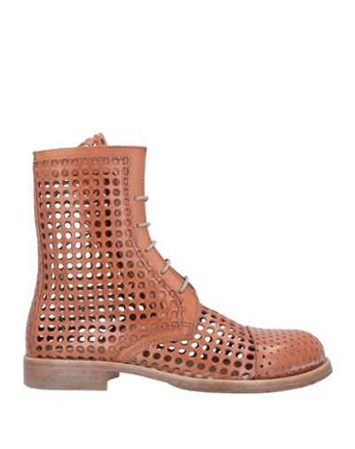 MOMA MOMA WOMAN ANKLE BOOTS TAN SIZE 8 LEATHER