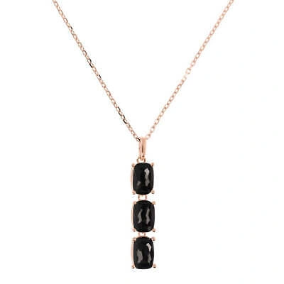 BRONZALLURE BRONZALLURE VARIEGATA BLACK ONYX PENDANT NECKLACE 47CM