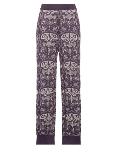 W  DABLIU W DABLIU WOMAN PANTS PURPLE SIZE 2 ACRYLIC, MERINO WOOL, VISCOSE, LUREX