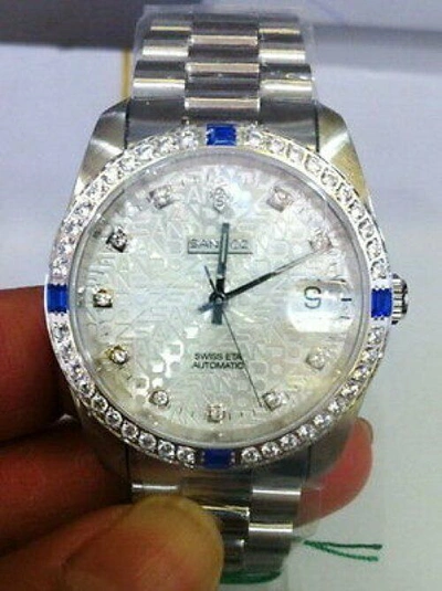 SANDOZ SANDOZ SILVER GRAIN DIAL DIAMOND HOUR MARKER AUTOMATIC MEN'S WATCH 3906D-70-2