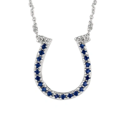 MORRIS 0.25 CT NATURAL SAPPHIRE & DIAMOND HORSESHOE NECKLACE 14K WHITE GOLD SI 18''
