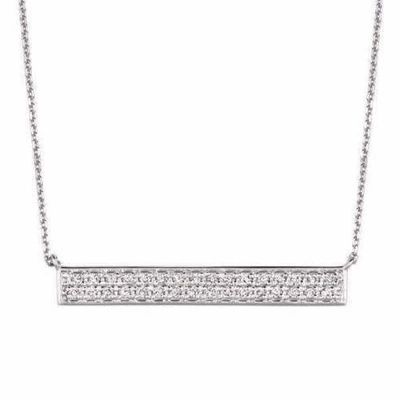 MORRIS 0.40 CARAT NATURAL DIAMOND BAR NECKLACE 14K WHITE GOLD SI 18 INCHES CHAIN