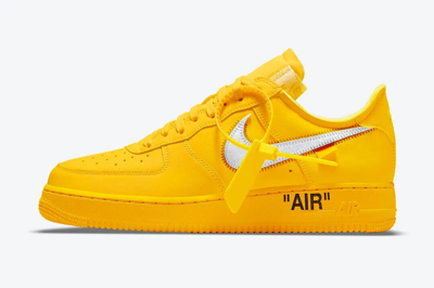 NIKE NIKE AIR FORCE 1 LOW X OFF-WHITE UNIVERSITY GOLD DD1876-700 MEN'S SIZE 10 -