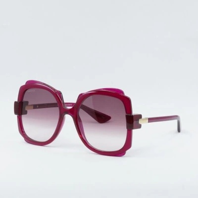 GUCCI AUTHENTIC GUCCI GG1431S 003 TRANSPARENT DARK CYCLAMEN/GRADIENT BURGUNDY 5...