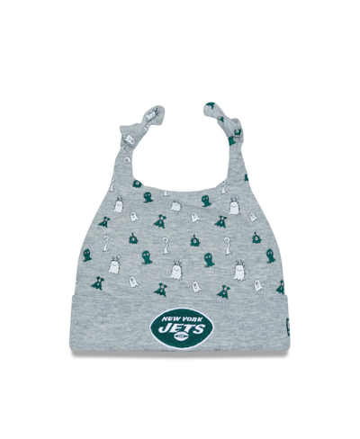 NEW ERA INFANT BOYS AND GIRLS NEW ERA HEATHER GRAY NEW YORK JETS CRITTER CUFFED KNIT HAT