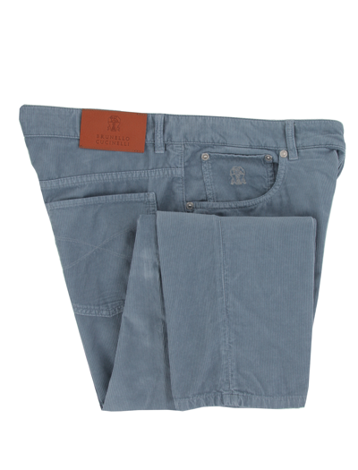 BRUNELLO CUCINELLI BRUNELLO CUCINELLI BLAU SOLID BAUMWOLLE HOSE - SLIM - (BC101231)