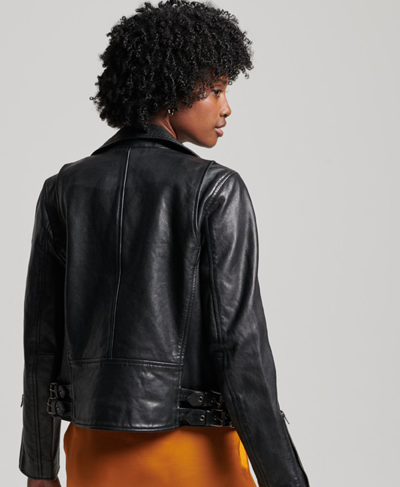 SUPERDRY SUPERDRY DAMEN KLASSISCHE BIKERJACKE AUS LEDER