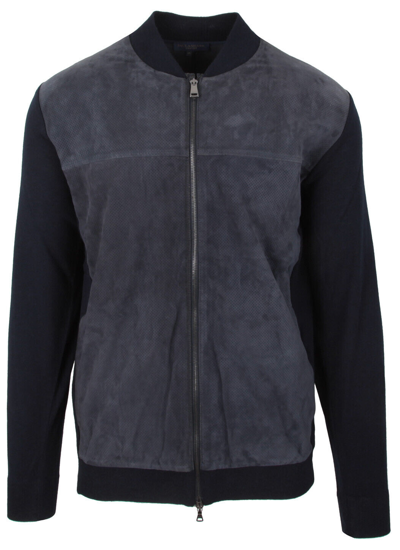 PAUL & SHARK PAUL & SHARK YACHTING HERREN LAMM LEDER JACKE STRICKJACKE GRÖSSE L WOLLE BLAU