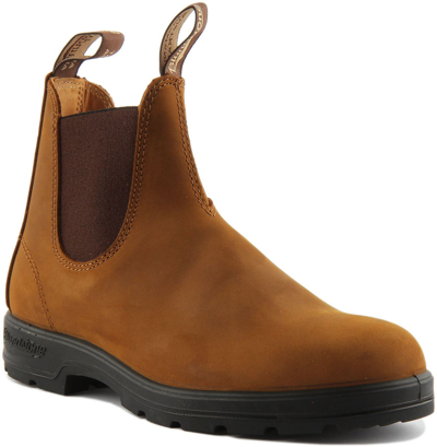 BLUNDSTONE BLUNDSTONE 562 UNISEX ZUG ON LEDER CHELSEA STIEFEL IN HELLBRAUN GRÖSSE EU 3 - 12