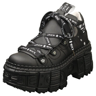 NEW ROCK ROCK M-WALL106NSPORT-V3 VEGAN UNISEX BLACK STIEFEL PLATTFORM - 42 EU