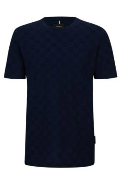HUGO BOSS PORSCHE X BOSS MERCERIZED-COTTON T-SHIRT WITH CHECK JACQUARD