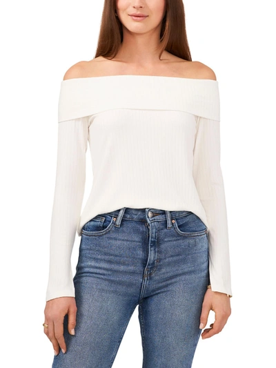 1.STATE WOMENS RIBBED OFF SHOULDER PULLOVER TOP