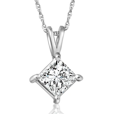 POMPEII3 1CT PRINCESS CUT DIAMOND SOLITAIRE PENDANT 14K WHITE GOLD NECKLACE LAB GROWN