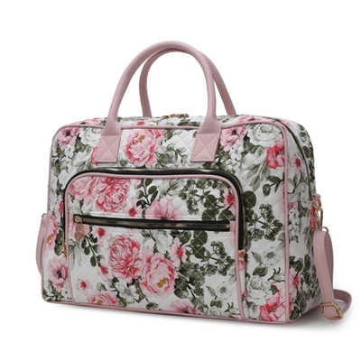 MKF COLLECTION BY MIA K JAYLA QUILTED COTTON BOTANICAL PATTERN WOMEN'S DUFFLE BAG